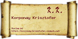 Korponay Krisztofer névjegykártya